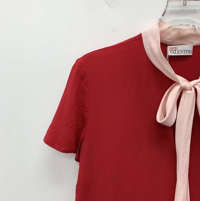 Valentino Valentino Red Silk Short Sleeve T-Shirt 0089 Size M / US 6-8 / IT 42-44 - 3 Thumbnail