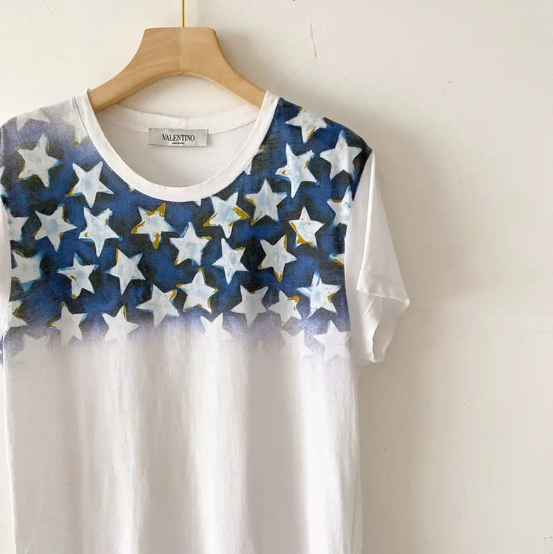 Valentino Valentino White Star Pattern Summer T-Shirt 0089 Size M / US 6-8 / IT 42-44 - 4 Thumbnail