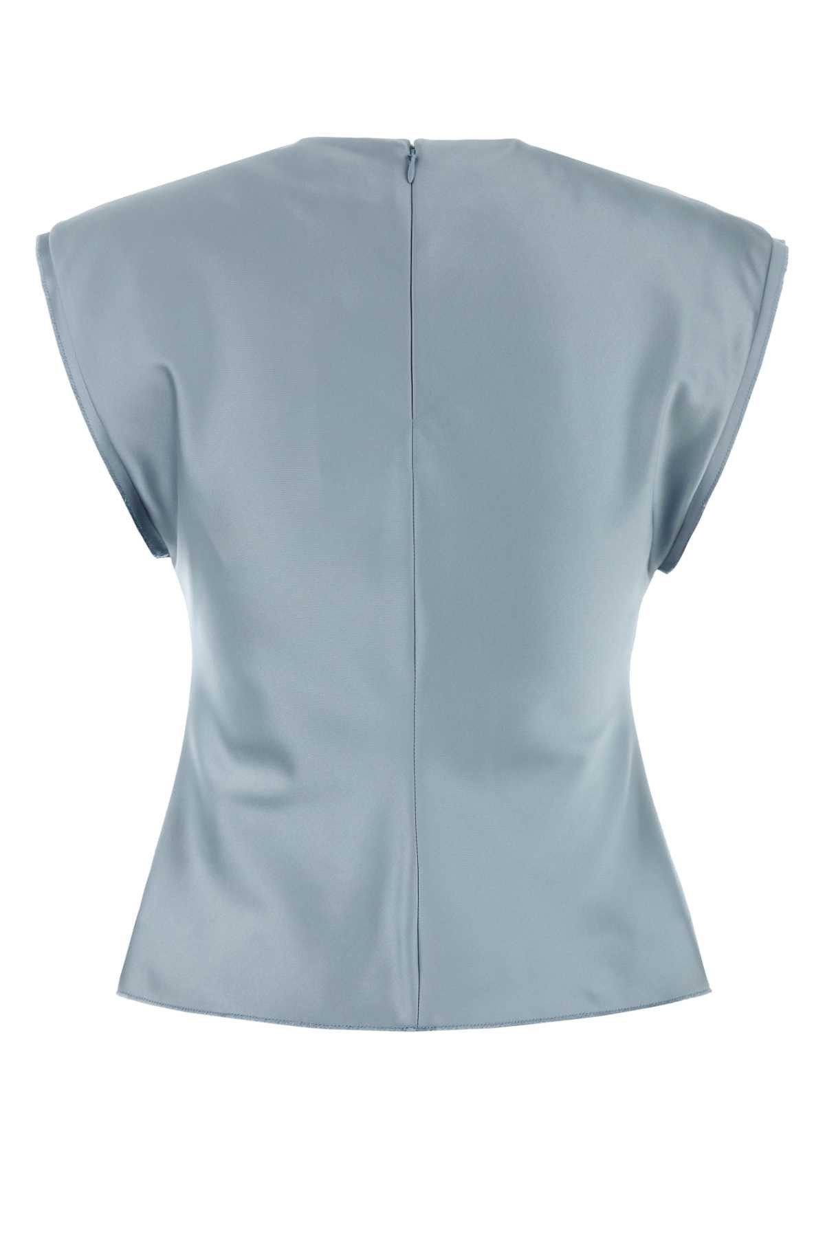 AMI Light Blue Stretch Satin Top Size M / US 6-8 / IT 42-44 - 2 Thumbnail