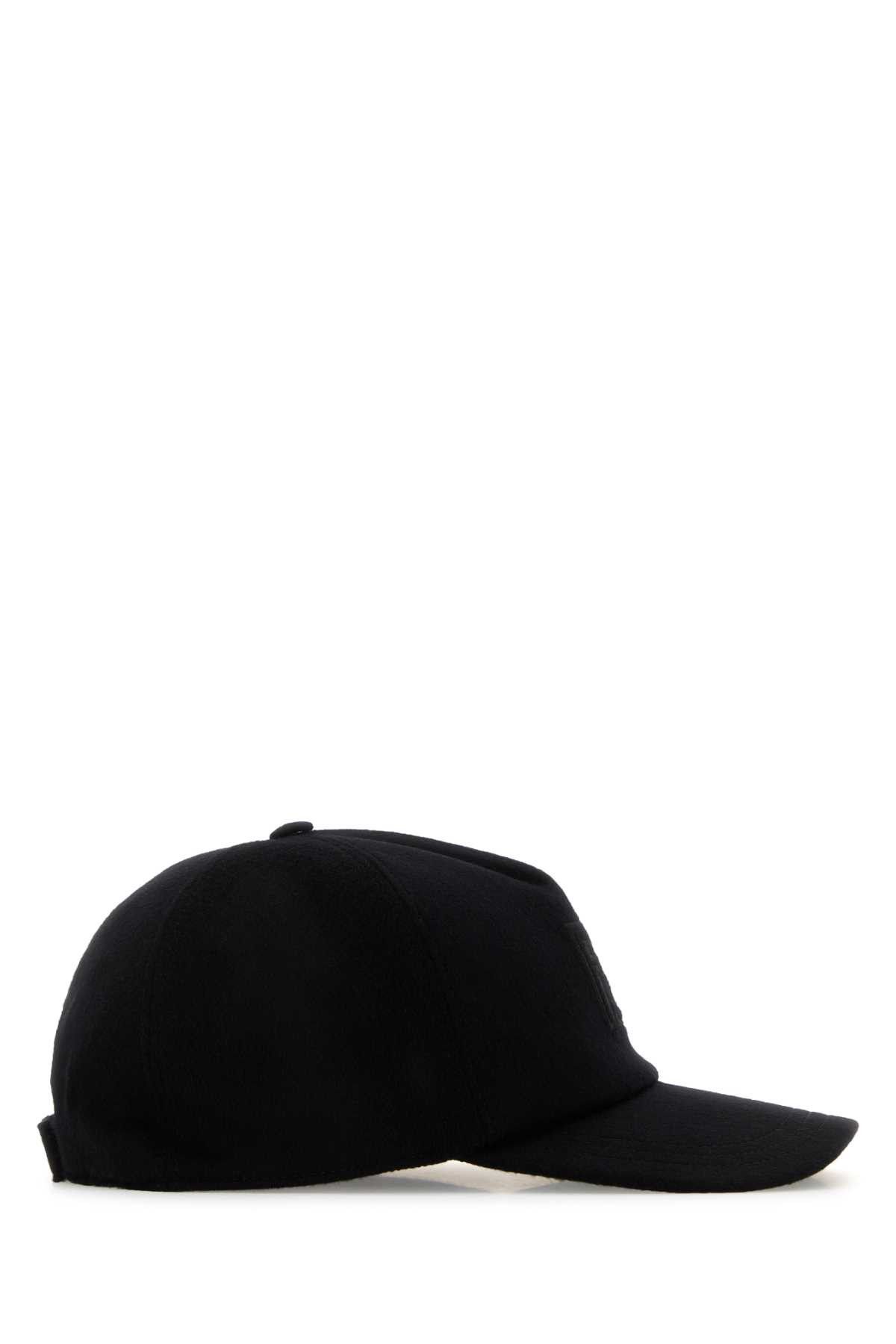 Fendi Black Wool Blend Baseball Hat Size ONE SIZE - 2 Thumbnail