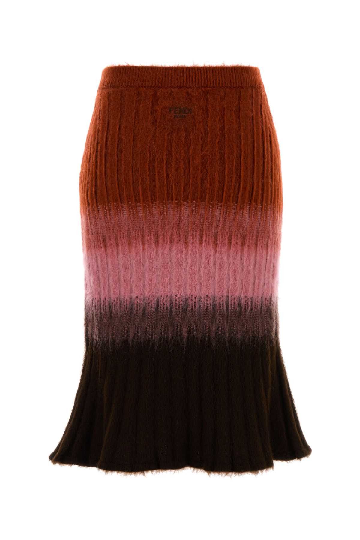Fendi Multicolor Mohair Blend Skirt Size 26" / US 2 / IT 38 - 2 Thumbnail