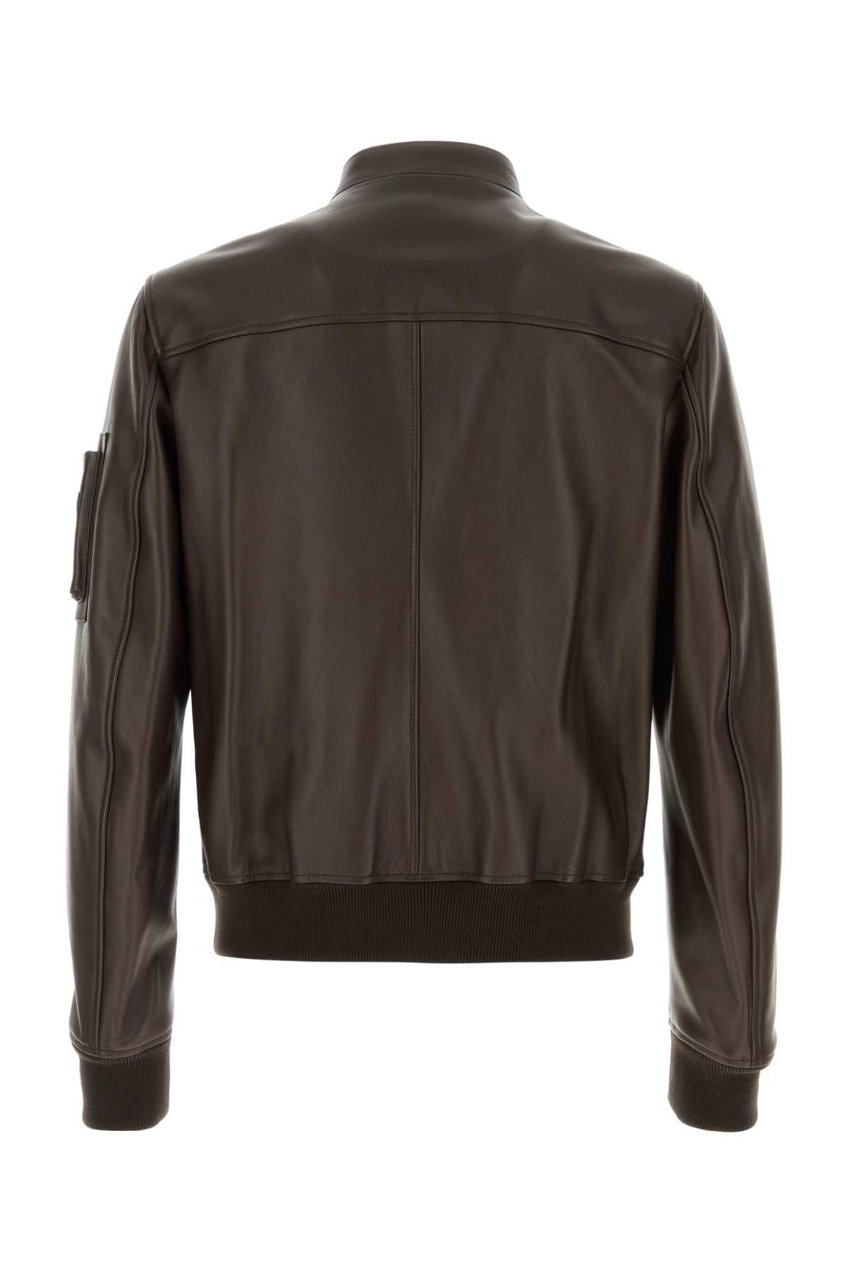 Dolce & Gabbana Brown Leather Jacket Size US L / EU 52-54 / 3 - 2 Thumbnail