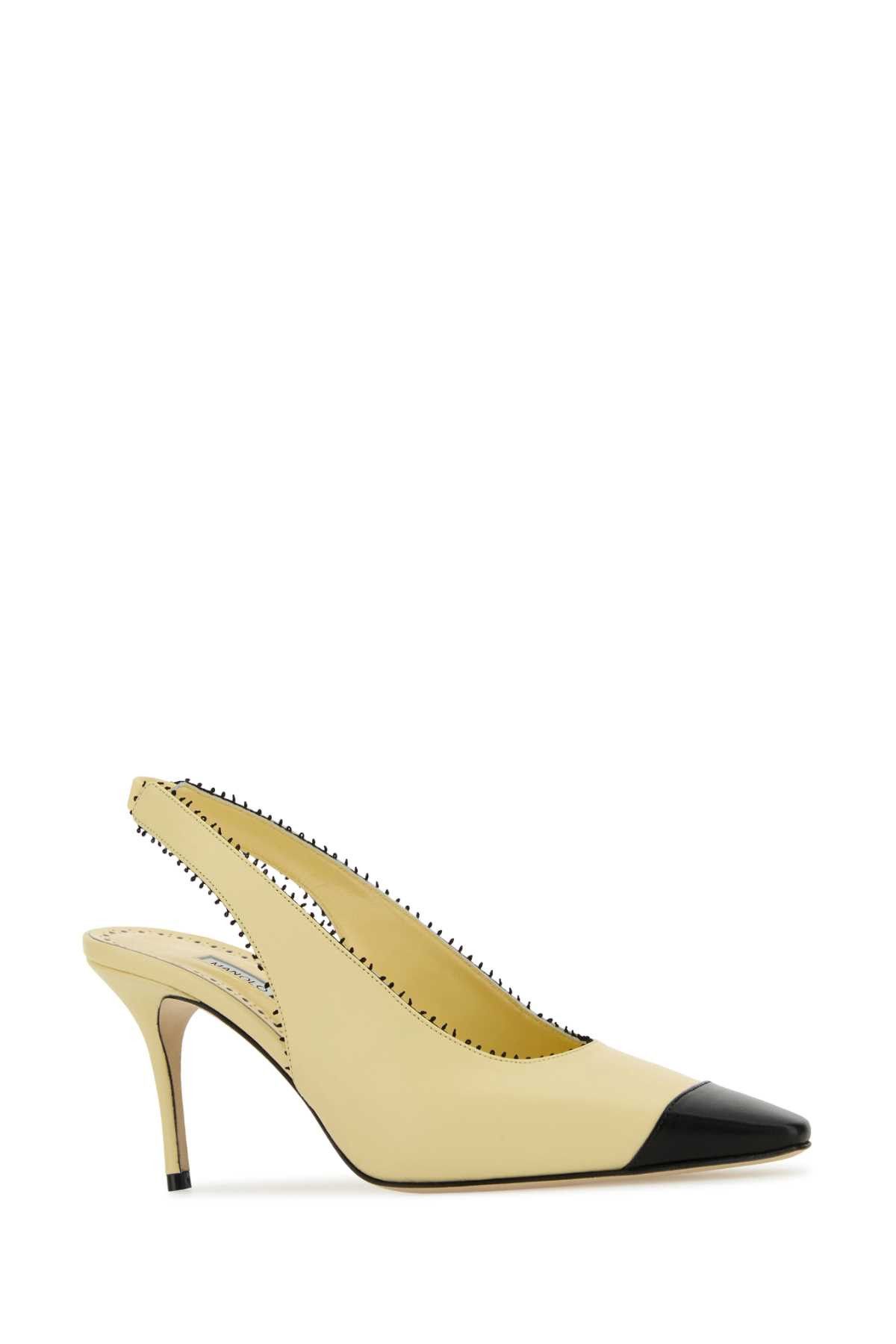 Manolo Blahnik Pastel Yellow Nappa Leather Gaius Pumps Size US 7 / IT 37 - 2 Thumbnail