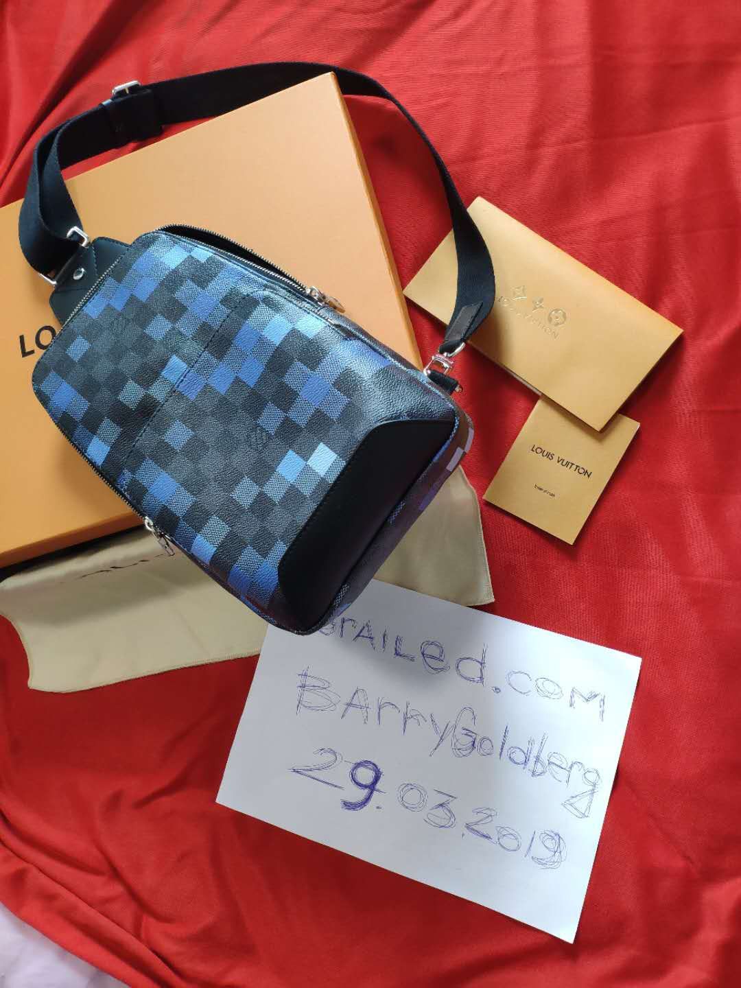 LOUIS VUITTON Damier Graphite Pixel Camera Bag Blue 597612