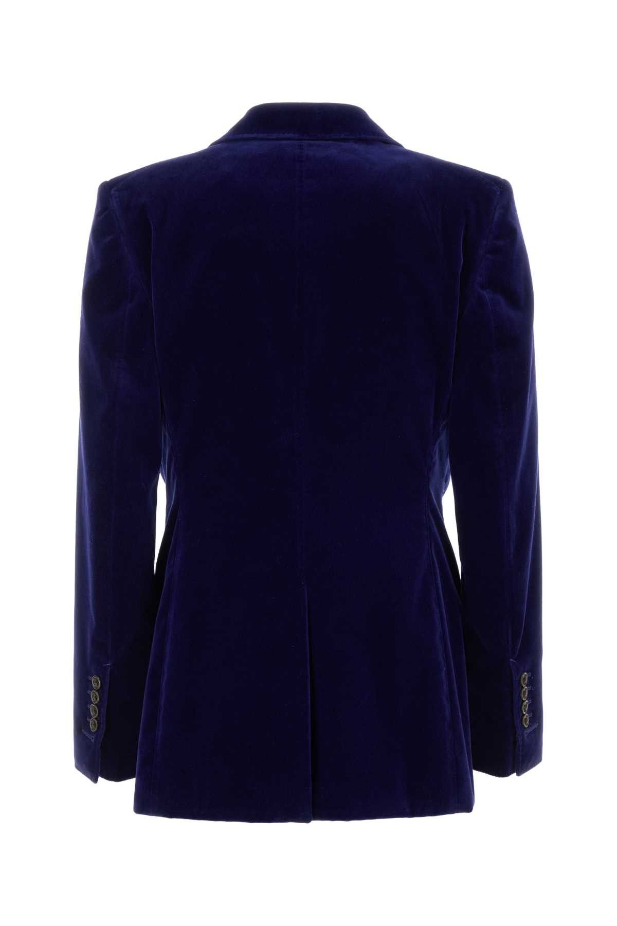 Tom Ford Blue Stretch Velvet Blazer Size M / US 6-8 / IT 42-44 - 2 Thumbnail