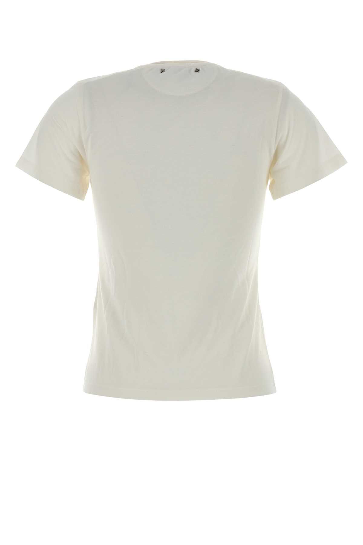 Golden Goose White Viscose Blent T-Shirt Size S / US 4 / IT 40 - 2 Thumbnail