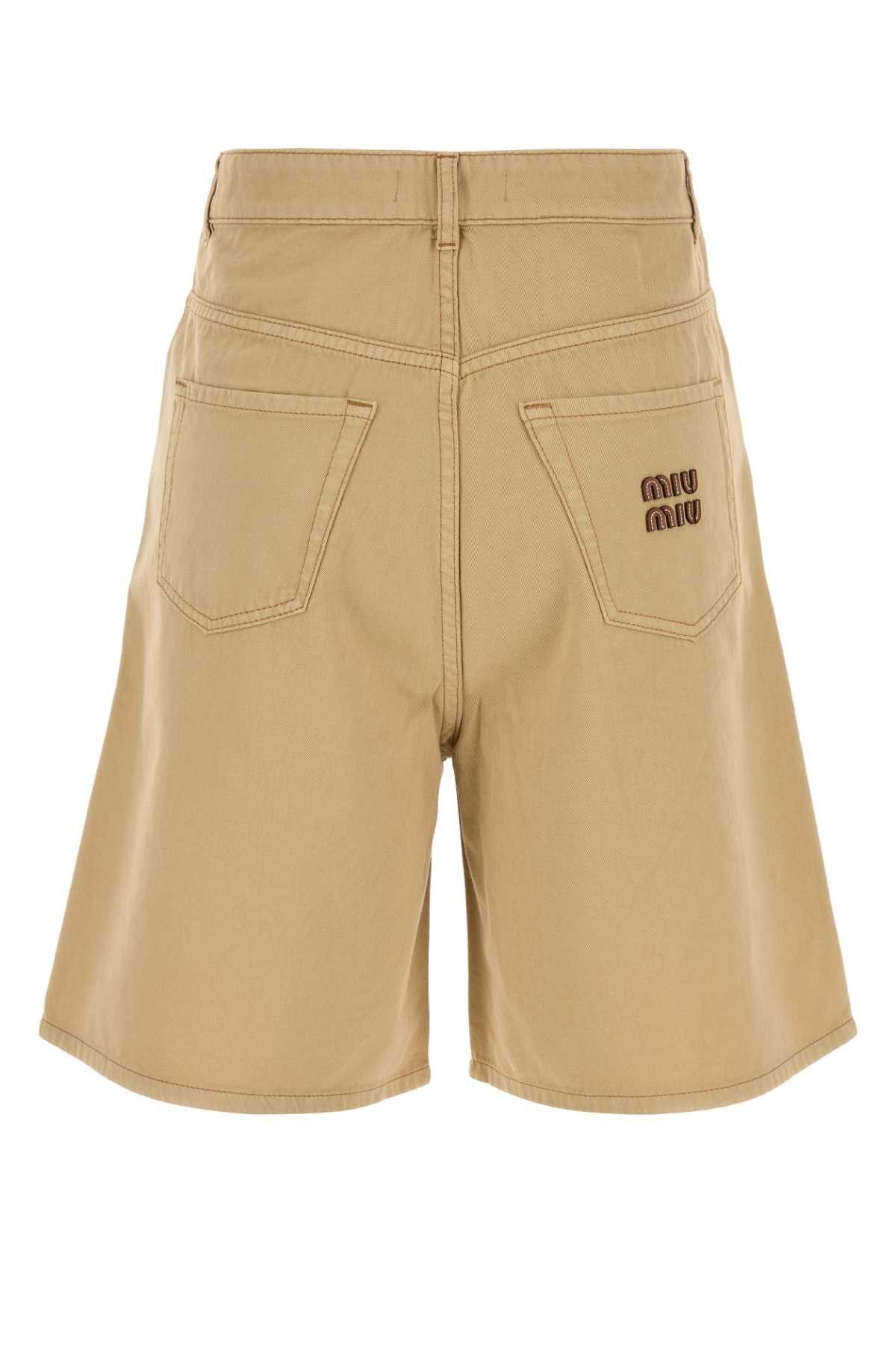 Miu Miu Beige Cotton Bermuda Shorts Size 25" / US 0 / IT 36 - 2 Thumbnail