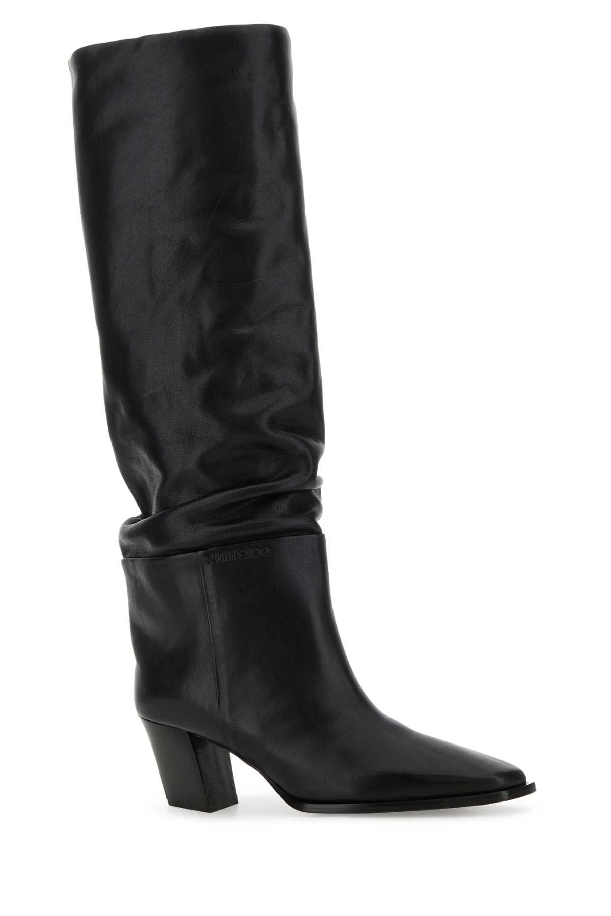 Jimmy Choo Black Leather Hart 60 Boots Size US 11 / IT 41 - 2 Thumbnail