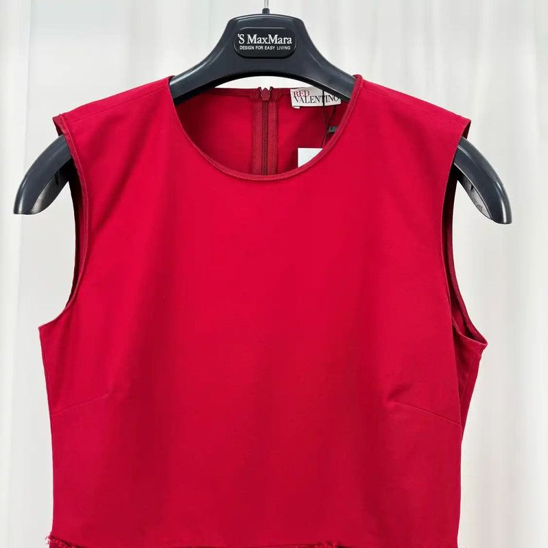 Valentino Valentino Red Pleated Midi Dress for Women 0089 Size L / US 10 / IT 46 - 3 Thumbnail
