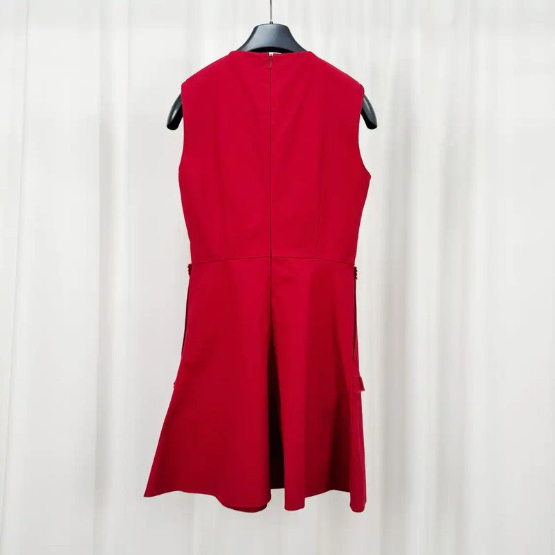 Valentino Valentino Red Pleated Midi Dress for Women 0089 Size L / US 10 / IT 46 - 2 Thumbnail
