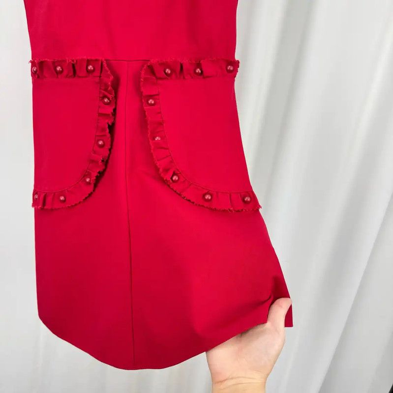 Valentino Valentino Red Pleated Midi Dress for Women 0089 Size L / US 10 / IT 46 - 4 Thumbnail