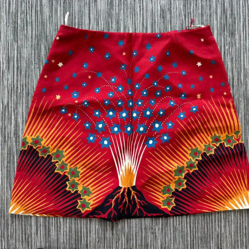 Valentino Valentino Red Printed Wool Blend Skirt 0089 Size 23" - 5 Thumbnail