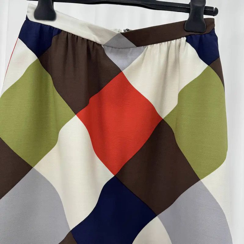 Valentino Valentino Color Block Wool Mid-Length Skirt 0089 Size 23" - 3 Thumbnail