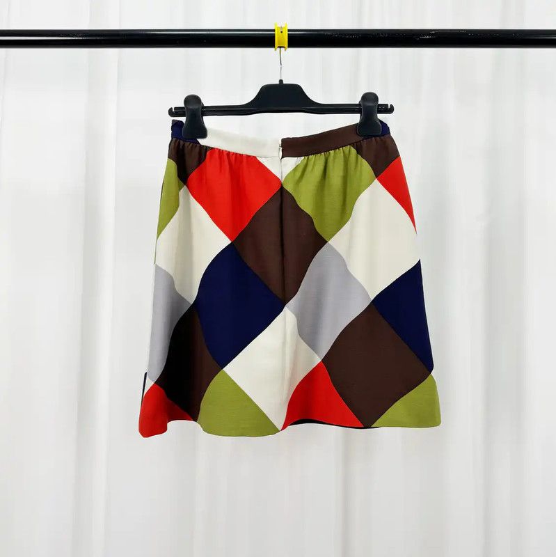 Valentino Valentino Color Block Wool Mid-Length Skirt 0089 Size 23" - 2 Thumbnail