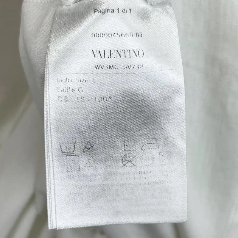 Valentino Valentino Women's Large White Cotton T-Shirt 0089 Size L / US 10 / IT 46 - 4 Thumbnail