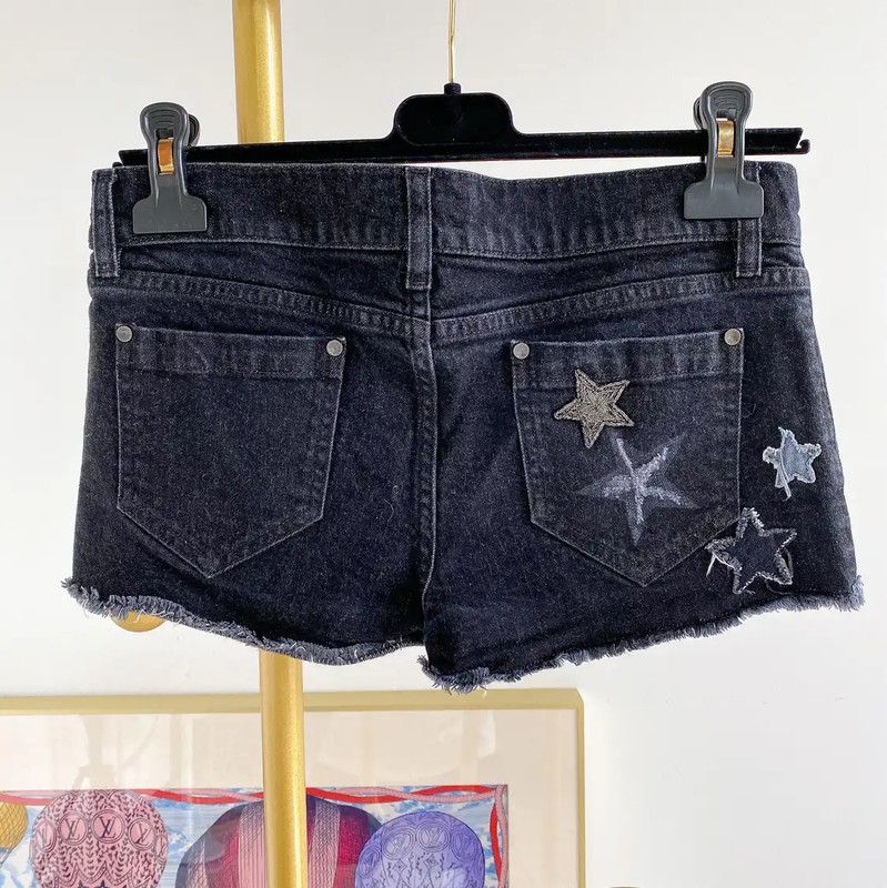 Valentino Valentino Dark Gray Star Denim Shorts 0089 Size 24" / US 00 / IT 34 - 2 Thumbnail