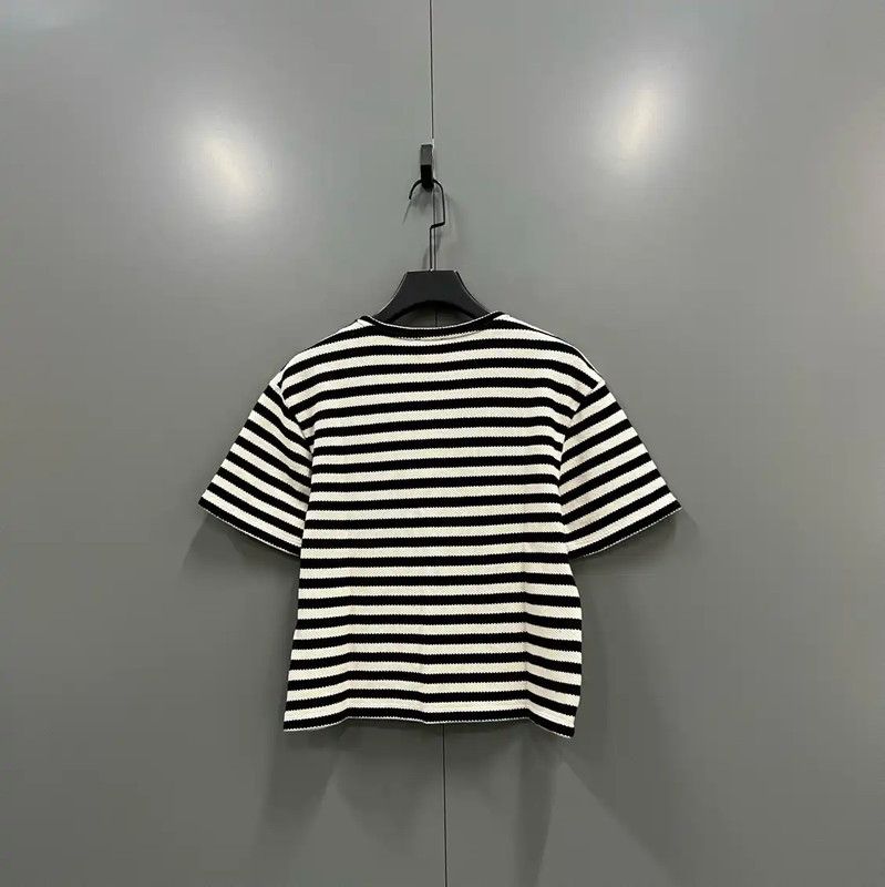 Valentino Valentino Striped Short Sleeve Crop T-Shirt 0089 Size M / US 6-8 / IT 42-44 - 2 Thumbnail