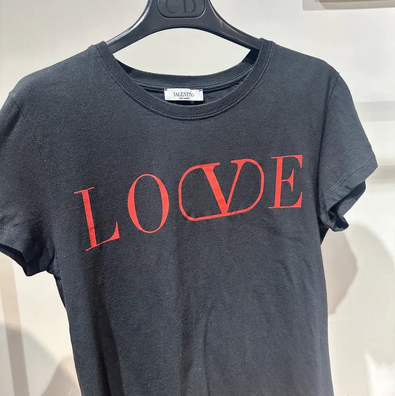 Valentino Valentino Black Cotton T-Shirt with Red Logo 0089 Size M / US 6-8 / IT 42-44 - 3 Thumbnail