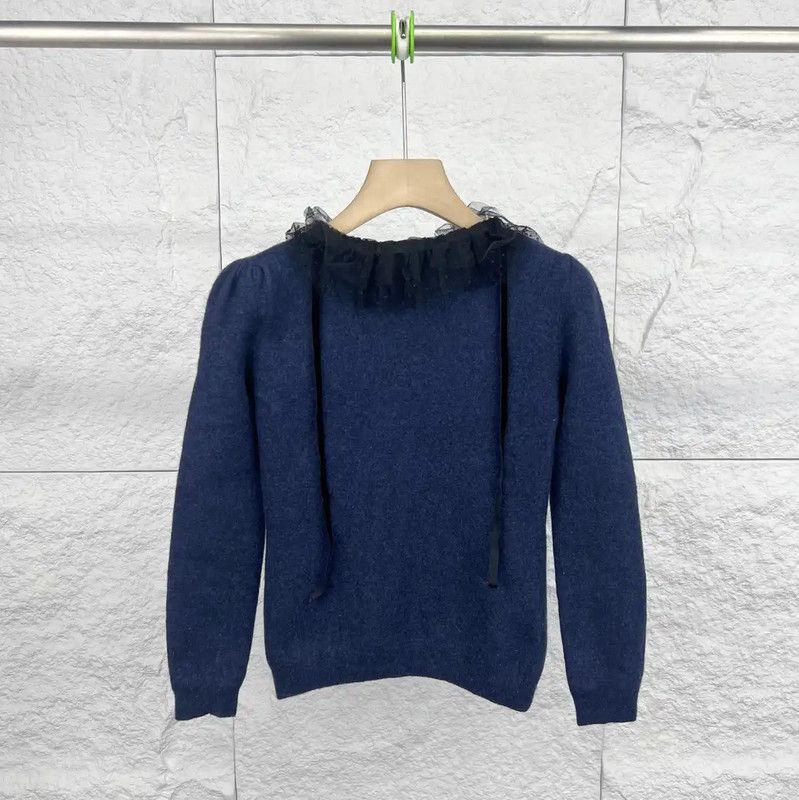 Valentino Valentino Dark Blue Cotton Knit Sweater 0089 Size M / US 6-8 / IT 42-44 - 2 Thumbnail