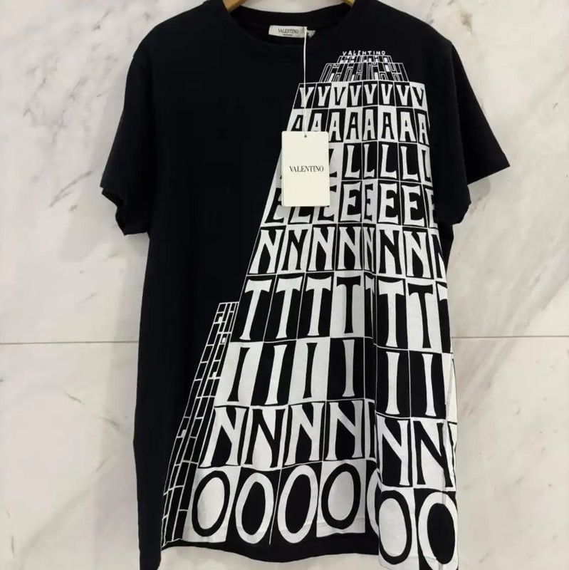 Valentino Valentino Black Logo Print Short Sleeve T-Shirt 0089 Size XS / US 0-2 / IT 36-38 - 6 Thumbnail