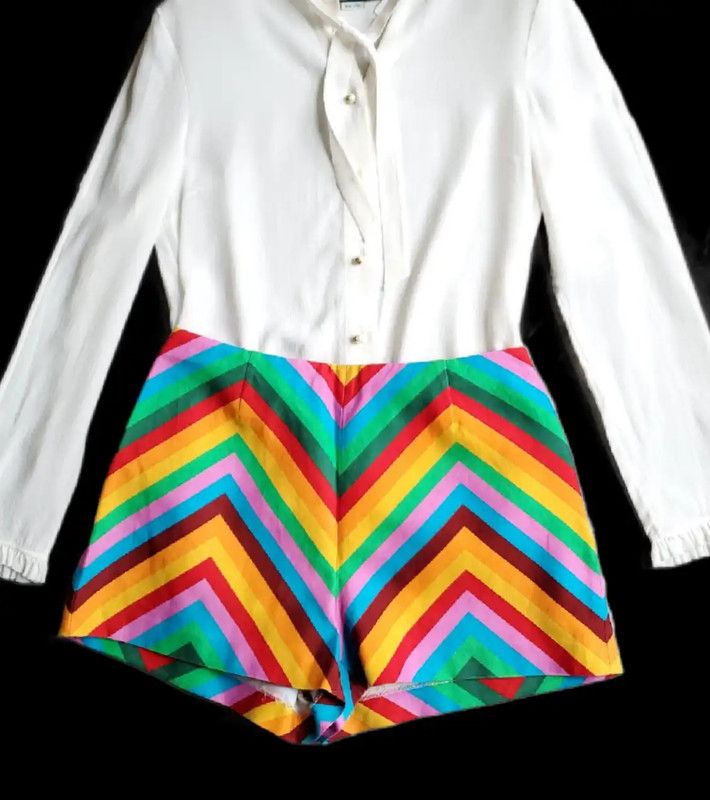 Valentino Valentino Colorful Striped Summer Women's Shorts 0089 Size 23" - 2 Thumbnail