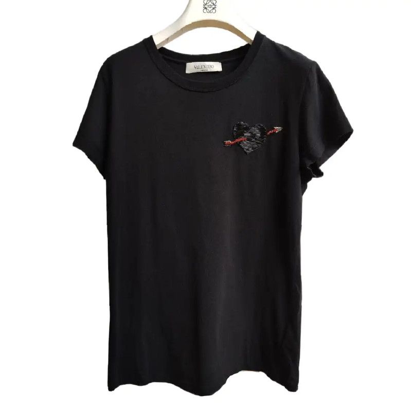 Valentino Valentino Black Cotton Print Short Sleeve T-shirt 0089 Size M / US 6-8 / IT 42-44 - 2 Thumbnail
