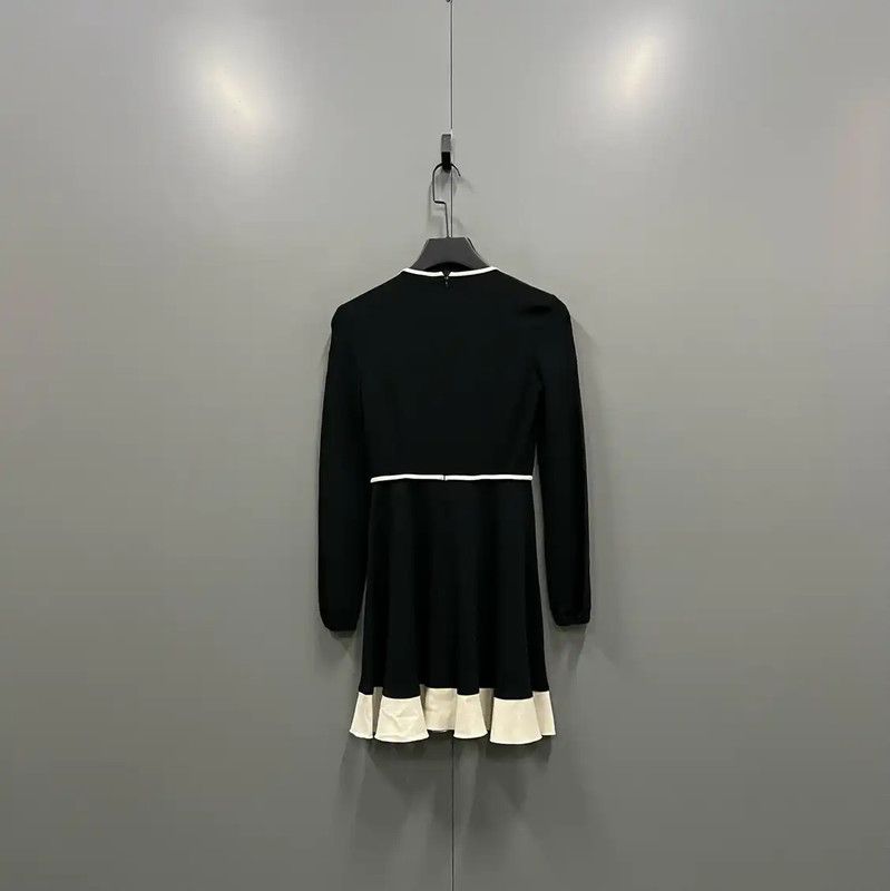 Valentino Valentino Black Cotton Long Sleeve Dress 0089 Size ONE SIZE - 2 Thumbnail