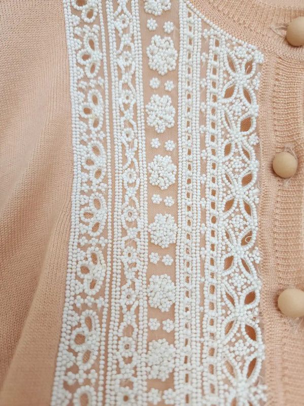 Valentino Valentino Pink Wool Embroidered Cardigan 0089 Size XS / US 0-2 / IT 36-38 - 4 Thumbnail