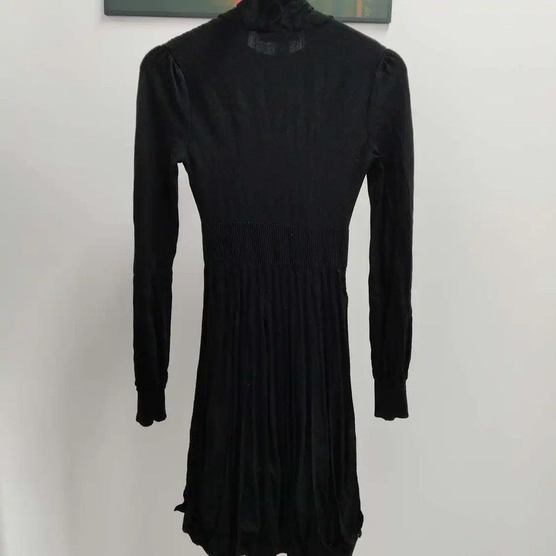 Valentino Valentino Black Wool Long Sleeve Dress 0089 Size S / US 4 / IT 40 - 2 Thumbnail