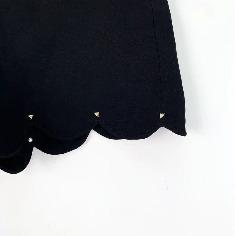 Valentino Valentino Black Women's Shorts with Scalloped Hem 0089 Size 23" - 4 Thumbnail