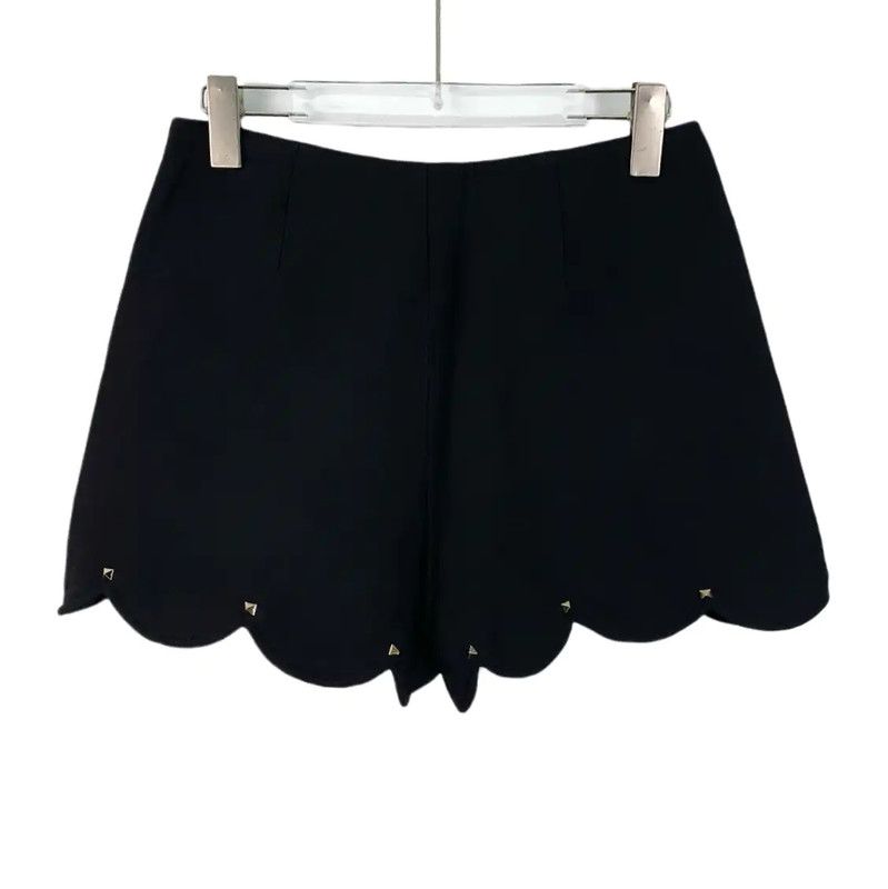 Valentino Valentino Black Women's Shorts with Scalloped Hem 0089 Size 23" - 2 Thumbnail