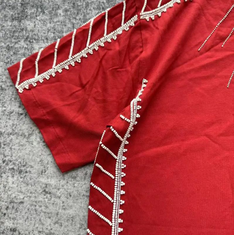 Valentino Valentino Red Cotton T-Shirt with Embellishments 0089 Size L / US 10 / IT 46 - 4 Thumbnail