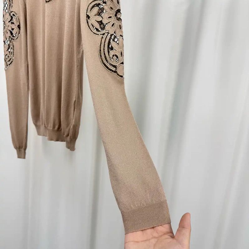 Valentino Valentino Long Sleeve Embroidered Top in Blush 0089 Size M / US 6-8 / IT 42-44 - 4 Thumbnail