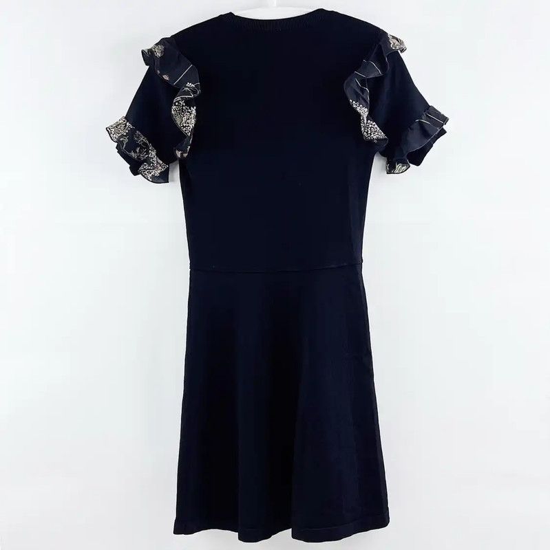 Valentino Valentino Black Women's Dress with Ruffled Sleeves 0089 Size S / US 4 / IT 40 - 2 Thumbnail