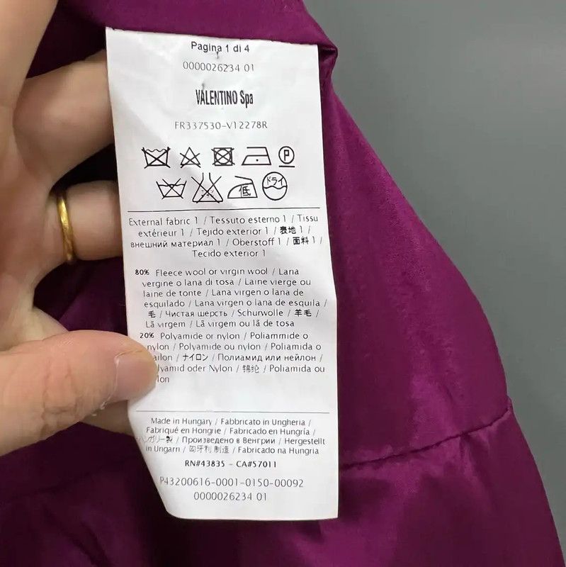 Valentino Valentino Pink Cotton Mid-Length Coat 0089 Size ONE SIZE - 3 Thumbnail