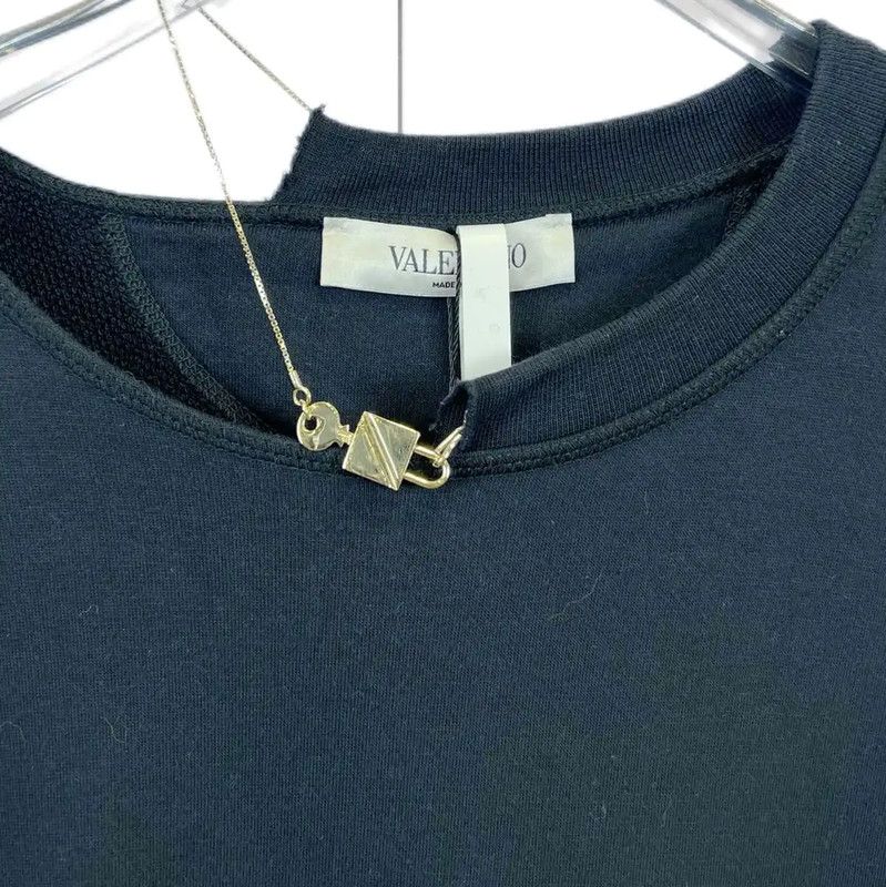 Valentino Valentino Black Cotton Short Sleeve Sweatshirt 0089 Size L / US 10 / IT 46 - 5 Thumbnail