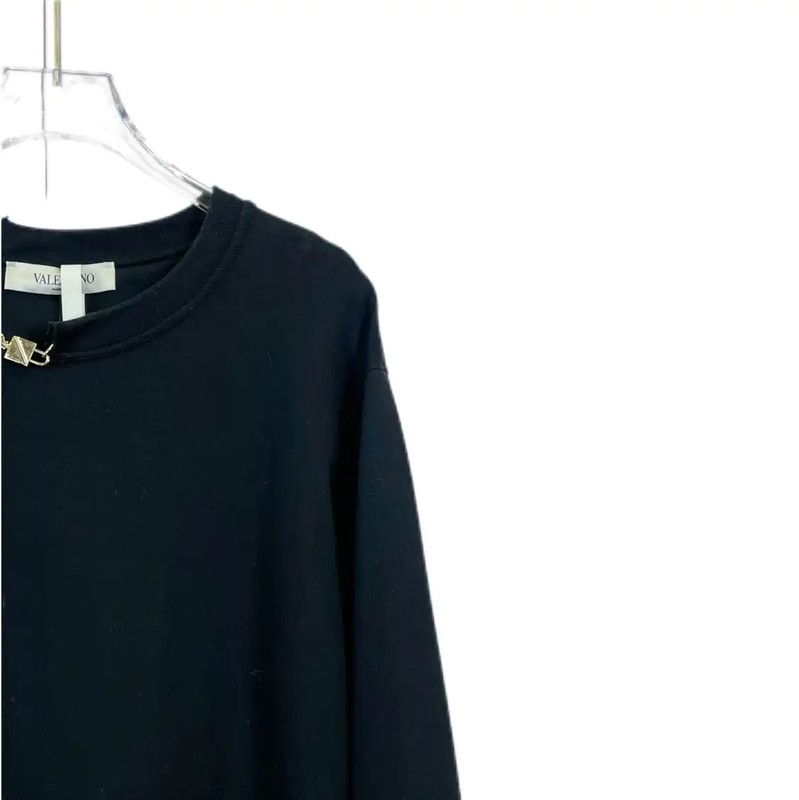 Valentino Valentino Black Cotton Short Sleeve Sweatshirt 0089 Size L / US 10 / IT 46 - 3 Thumbnail