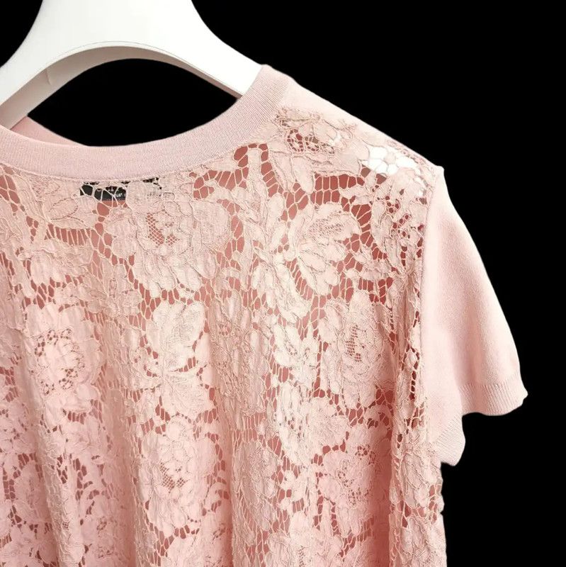 Valentino Valentino Pink Short Sleeve Lace Top 0089 Size S / US 4 / IT 40 - 6 Thumbnail