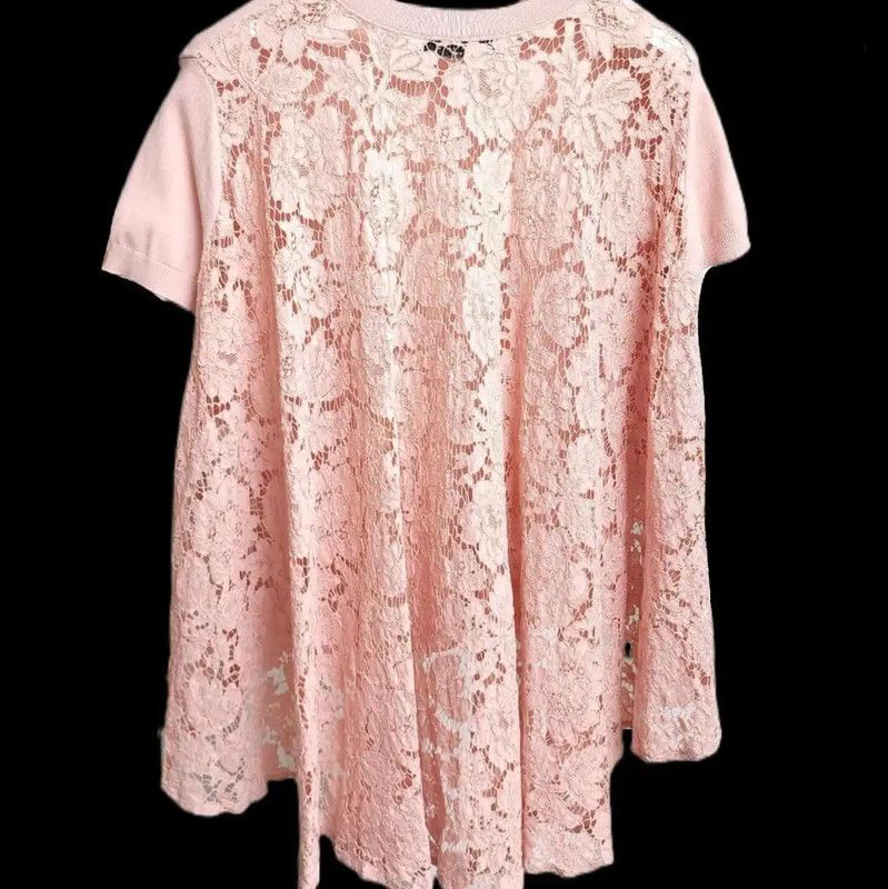 Valentino Valentino Pink Short Sleeve Lace Top 0089 Size S / US 4 / IT 40 - 2 Thumbnail