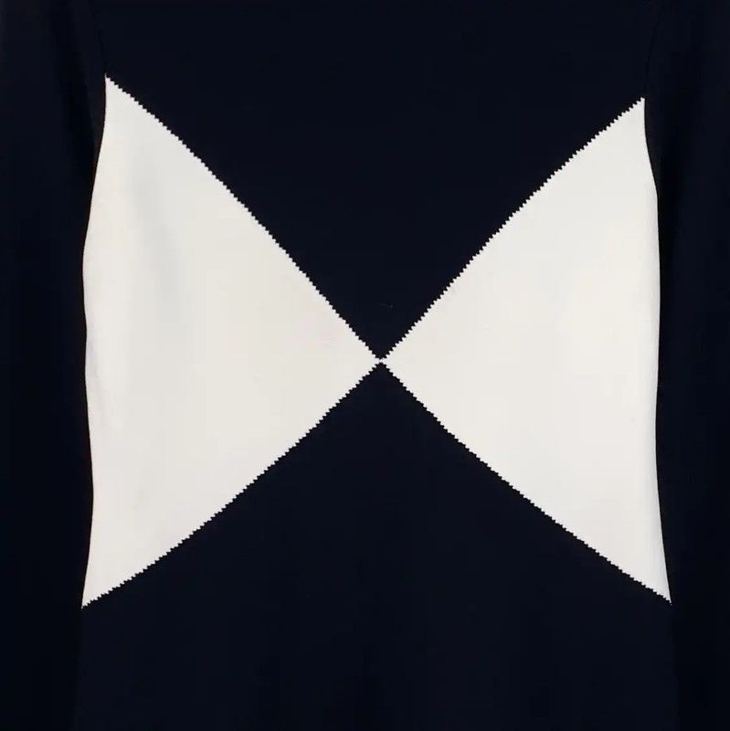 Valentino Valentino Black Midi Dress with White Detailing 0089 Size M / US 6-8 / IT 42-44 - 4 Thumbnail