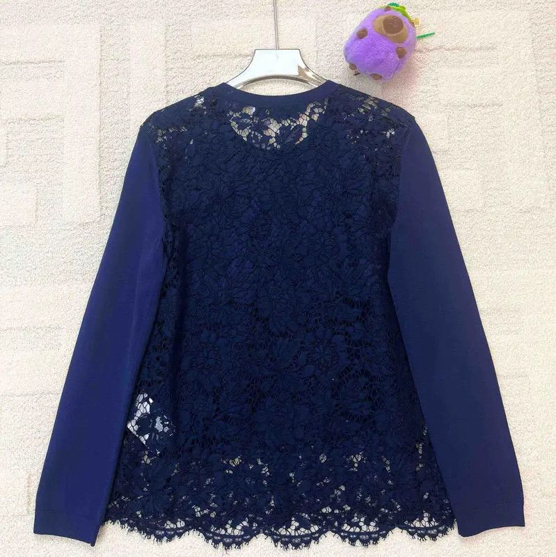 Valentino Valentino Blue Women's Sweatshirt with Lace Trim 0089 Size S / US 4 / IT 40 - 2 Thumbnail