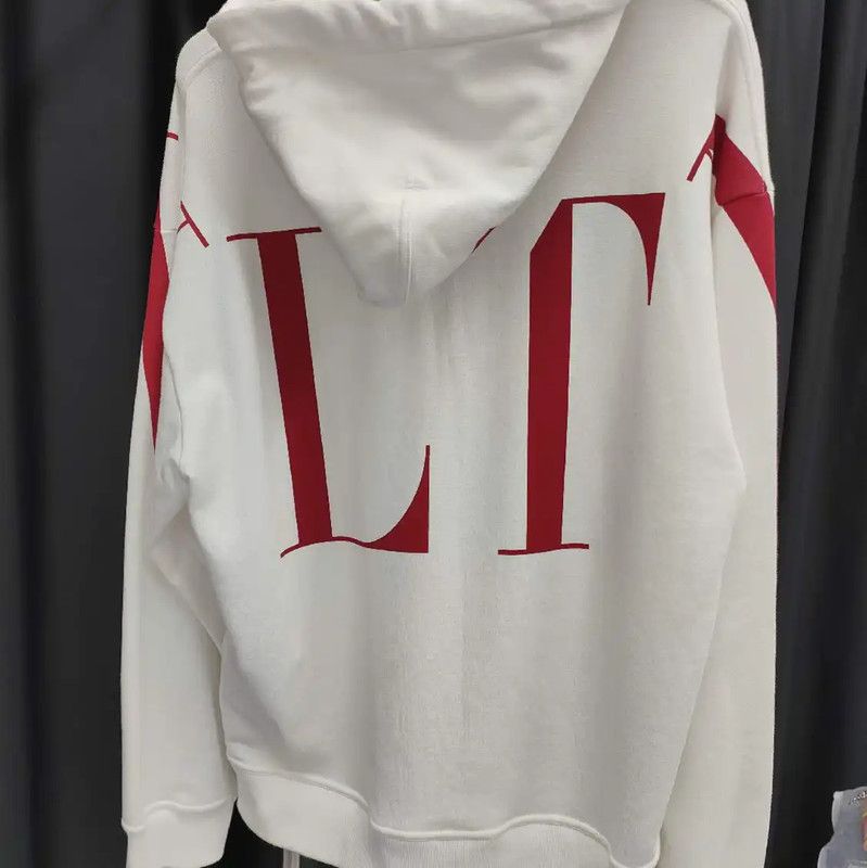 Valentino Valentino White Women's Hoodie with Red Detail 0089 Size L / US 10 / IT 46 - 2 Thumbnail