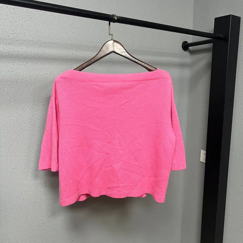 Valentino Valentino Pink Wool Cropped Tee 0089 Size XL / US 12-14 / IT 48-50 - 2 Thumbnail