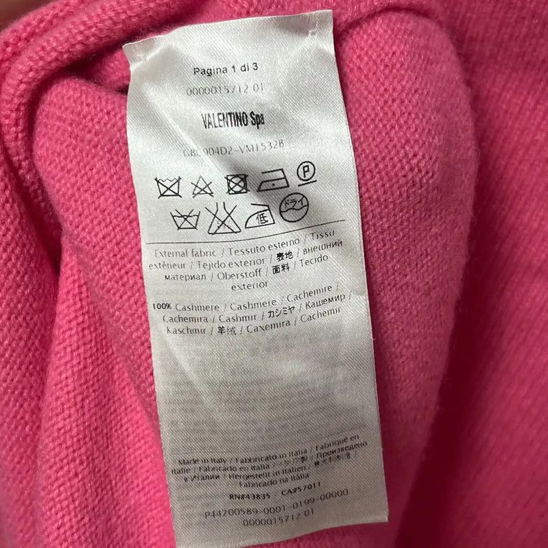 Valentino Valentino Pink Wool Cropped Tee 0089 Size XL / US 12-14 / IT 48-50 - 3 Thumbnail