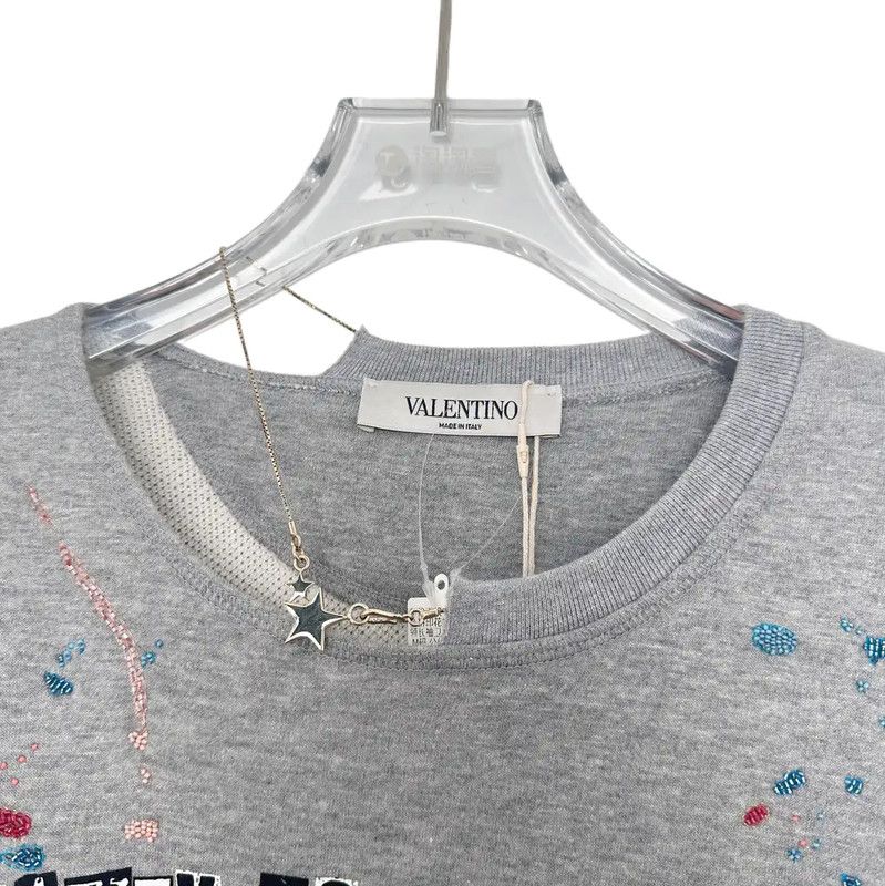 Valentino Valentino Gray Cotton Long Sleeve Crop Sweatshirt 0089 Size M / US 6-8 / IT 42-44 - 3 Thumbnail
