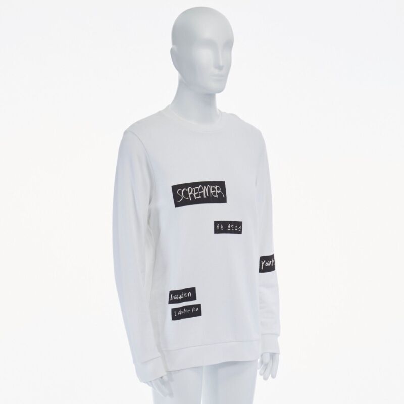 Raf Simons RAF SIMONS X JOYCE 2015 white abstract patchwork cotton sweater pullover top S Size S / US 4 / IT 40 - 2 Thumbnail