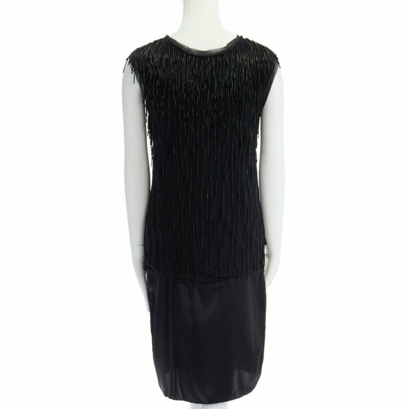 Lanvin LANVIN black fringe embellished ribbon 20s flapper silk dress XS FR34 US2 UK6 Size XS / US 0-2 / IT 36-38 - 5 Thumbnail
