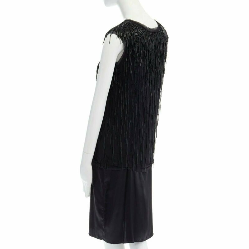 Lanvin LANVIN black fringe embellished ribbon 20s flapper silk dress XS FR34 US2 UK6 Size XS / US 0-2 / IT 36-38 - 6 Thumbnail