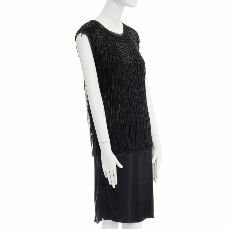 Lanvin LANVIN black fringe embellished ribbon 20s flapper silk dress XS FR34 US2 UK6 Size XS / US 0-2 / IT 36-38 - 3 Thumbnail