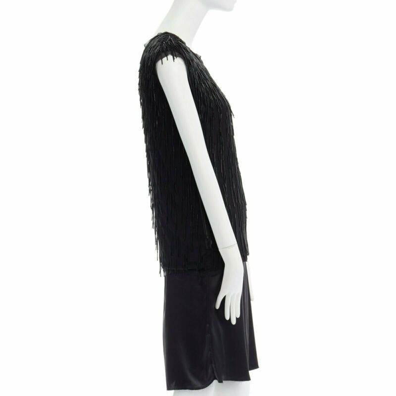 Lanvin LANVIN black fringe embellished ribbon 20s flapper silk dress XS FR34 US2 UK6 Size XS / US 0-2 / IT 36-38 - 4 Thumbnail